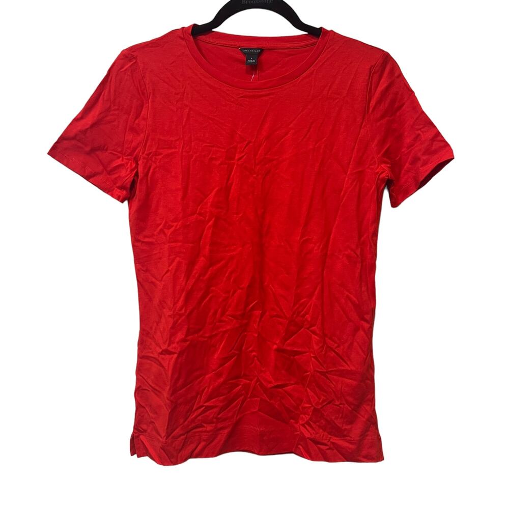 NEW Ann Taylor Orange Short Sleeve Scoop Neck Pima Cotton T-Shirt Top S